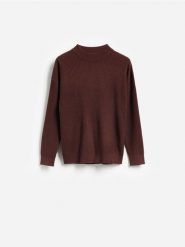 Strukturalny sweter z wiskozą - bordowy. Czerwone swetry przez głowę męskie Reserved, l, bez wzorów, z dzianiny, bez kołnierzyka. Za 139.99 zł.
