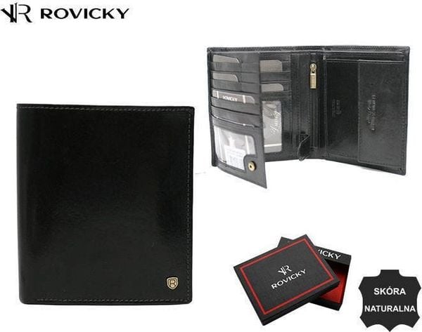 Rovicky Skórzany, duży portfel męski z systemem RFID - Rovicky NoSize. Portfele męskie ROVICKY, bez wzorów. Za 185.42 zł.