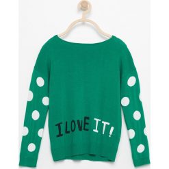 Sweter z żakardowymi rękawami - Zielony. Swetry dla dziewczynek Reserved, z żakardem. W wyprzedaży za 19.99 zł.