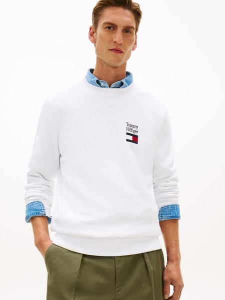 Tommy Hilfiger Bluza Mężczyźni biały, L. Białe bluzy męskie Tommy Hilfiger, l, bez wzorów, z bawełny, bez kaptura. Za 279.95 zł.
