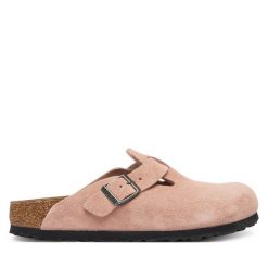 Klapki Birkenstock. Czerwone klapki damskie Birkenstock, bez wzorów, bez obcasa. Za 639.99 zł.