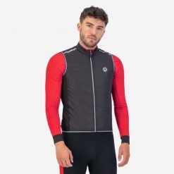 Kamizelka rowerowa męska Rogelli CORE. Czarne koszulki sportowe męskie Rogelli, m, bez wzorów, bez kołnierzyka, bez ramiączek, rowerowe. Za 192.00 zł.