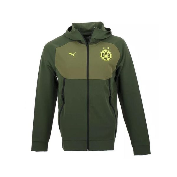Kurtka dresowa Borussia Dortmund Tech. Zielone bluzy męskie Puma, m, bez wzorów, z dresówki, sportowe, bez kaptura. Za 339.40 zł.