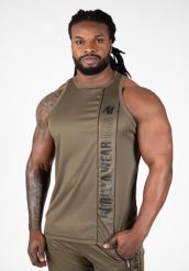 Koszulka fitness męska Gorilla Wear Branson Tank Top bez rękawów. Zielone t-shirty męskie GORILLA WEAR, l, bez wzorów, z gumy, bez kołnierzyka. Za 132.25 zł.
