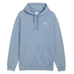 Bluza męska Puma ESS Elevated Relaxed Wash Hoodie. Niebieskie bluzy męskie Puma, m, bez wzorów, z bawełny, bez kaptura. Za 195.99 zł.