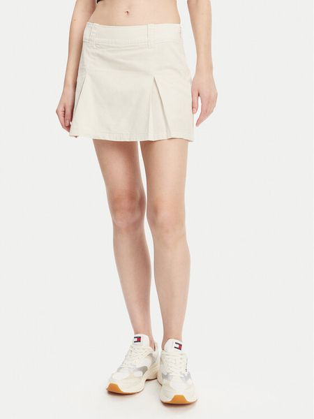 Calvin Klein Jeans Spódnica mini J20J225215 Beżowy Regular Fit. Brązowe spódnice damskie Calvin Klein Jeans, bez wzorów, z bawełny, mini. Za 199.99 zł.