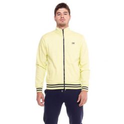 Bluza z bawełna z zamek błyskawiczny na co dzień. Niebieskie bluzy męskie LEONE 1947 APPAREL, bez wzorów, z bawełny, bez kaptura. W wyprzedaży za 244.18 zł.