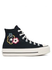 Converse Trampki Chuck Taylor All Star Lift Platform Floral Patchwork A15534C Czarny. Czarne trampki i tenisówki damskie Converse, bez wzorów, z materiału, retro, bez zapięcia. Za 359.99 zł.
