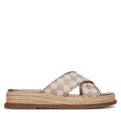 Espadryle DKNY. Brązowe espadryle damskie DKNY, bez wzorów, bez obcasa, bez zapięcia. Za 339.99 zł.