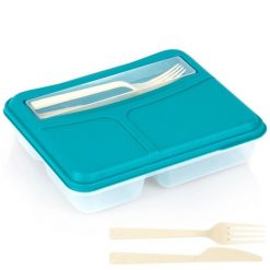 Pojemnik śniadaniowy lunchbox dzielony ze sztućcami 1,3 l. Brązowe torby i plecaki dziecięce Excellent Houseware, z tworzywa sztucznego. W wyprzedaży za 30.90 zł.