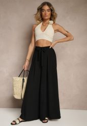 Czarne Spodnie z Bawełną o Szerokim Kroju High Waist z Paskiem Iveleldi. Czarne jeansy dla dziewczynek Renee, z bawełny, eleganckie, z podwyższonym stanem. Za 44.99 zł.