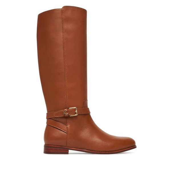 Oficerki LAUREN RALPH LAUREN. Brązowe kozaki damskie Lauren Ralph Lauren, bez obcasa, na płaskiej podeszwie. Za 1,289.00 zł.