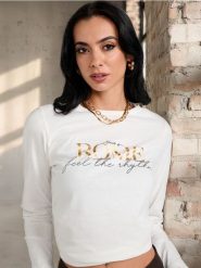 Koszulka z długimi rękawami - kremowy. Białe t-shirty damskie Sinsay, l, bez wzorów, z bawełny, bez kołnierzyka. W wyprzedaży za 17.99 zł.