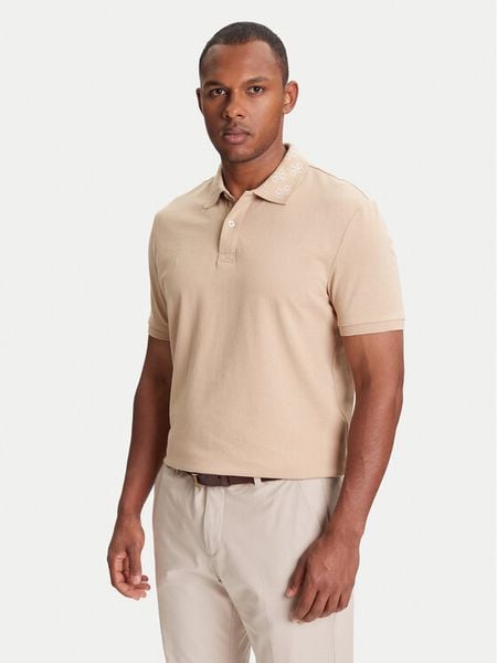 Guess Polo M5YP34 KCJV1 Beżowy Regular Fit. Brązowe koszulki polo męskie Guess, l, z aplikacjami, z bawełny, bez ramiączek. Za 169.99 zł.