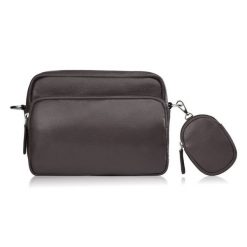 Torebka damska listonoszka skórzana z etui na klucze i drobiazgi brązowa Paolo Peruzzi E-34-BR. Brązowe torby na ramię damskie bez wzorów, z bawełny, eleganckie, bez dodatków. Za 119.00 zł.