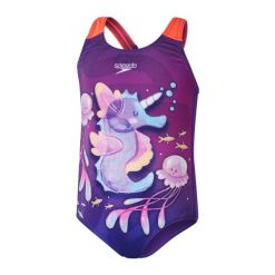Dziecięcy strój kąpielowy kostium pływacki Speedo Digital Printed. Fioletowe stroje kąpielowe dla dziewczynek Speedo, bez wzorów, z elastanu. Za 158.00 zł.