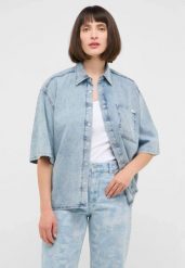 Damska Koszula Mustang Style Ella Shirt Denim Blue 1016568 5000 101. Niebieskie bluzki damskie Mustang, m, bez wzorów, z denimu, bez kołnierzyka, bez ramiączek. Za 189.99 zł.