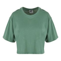 Krótka Koszulka Damska Oversize Crop. Zielone koszulki sportowe damskie Urban Classics, l, bez wzorów, bez kołnierzyka, bez ramiączek, trekkingowe. Za 48.99 zł.