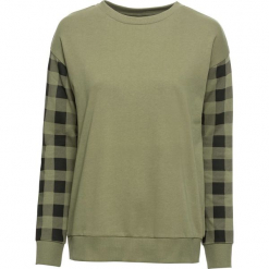 Bluza dresowa bonprix oliwkowo-czarny w kratę. Bluzy damskie marki KALENJI. Za 79.99 zł.
