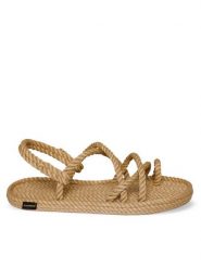 Bohonomad Sandały Ibiza IBZ.0012.WRS Beżowy. Brązowe sandały damskie Bohonomad, bez wzorów, z materiału, bez obcasa, na płaskiej podeszwie, bez zapięcia. Za 249.99 zł.