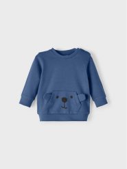 NAME IT Bluza 13212774 Niebieski Regular Fit. Niebieskie bluzy dla chłopców Name it, bez wzorów, z bawełny, bez ramiączek, bez kaptura. Za 59.99 zł.