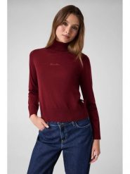 Guess Jeans Golf 184166 Czerwony Classic Fit. Czerwone swetry damskie Guess Jeans, xl, z aplikacjami, z jeansu, bez kołnierzyka, bez ramiączek, bez kaptura. Za 349.00 zł.