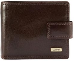 OCHNIK PL-105-89 brązowy skórzany portfel damski slim klasyczna elegancja (KS). Brązowe portfele damskie Ochnik, bez wzorów. Za 239.90 zł.