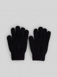 4F Rękawiczki dzianinowe dziecięce - czarne S/M. Czarne buty zimowe chłopięce 4f, bez wzorów, z dzianiny, bez zapięcia. Za 39.99 zł.