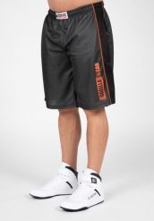 Wallace Mesh Szorty - Szary/Pomarańczowy. Brązowe krótkie spodenki sportowe męskie GORILLA WEAR, l, bez wzorów, z meshu, na fitness i siłownię. Za 204.00 zł.