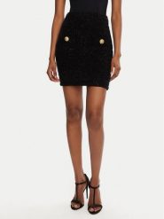 Balmain Spódnica mini DF1LB015KG43 Czarny Slim Fit. Czarne spódnice damskie Balmain, bez wzorów, z syntetyku, mini. Za 3,399.00 zł.