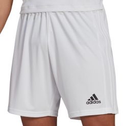 Spodenki piłkarskie męskie adidas Squadra 21 Short. Białe krótkie spodenki sportowe męskie Adidas, l, bez wzorów, z poliesteru, do piłki nożnej. Za 66.00 zł.