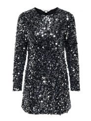 ONLY Sukienka koktajlowa Anika 15358384 Czarny Loose Fit. Czarne sukienki damskie Only, m, bez wzorów, z syntetyku, wizytowe, bez kołnierzyka, bez ramiączek. Za 229.99 zł.