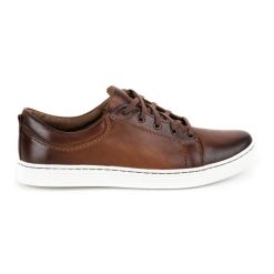 Olivier Buty Męskie skórzane casual 946MA brązowe. Brązowe półbuty na co dzień męskie na jesień, z jeansu, casualowe, bez zapięcia. Za 351.82 zł.