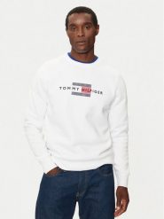 Tommy Hilfiger Bluza MW0MW35541 Biały Regular Fit. Białe bluzy męskie Tommy Hilfiger, m, bez wzorów, z bawełny, bez kaptura. Za 309.99 zł.