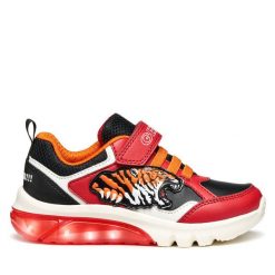 Sneakersy Geox. Czerwone trampki i tenisówki chłopięce Geox, bez wzorów, bez zapięcia. Za 219.99 zł.
