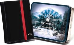 Peterson Portfel skórzany Peterson czarny [DH] Portfel męski skórzany PTN N575-VTP-BL-R. Czarne portfele męskie Peterson, bez wzorów. Za 178.92 zł.