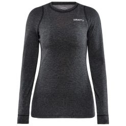 Damska koszulka termoaktywna z długim rękawem Craft. Czarne koszulki sportowe damskie Craft, m, bez wzorów, z materiału, bez kołnierzyka, bez ramiączek, narciarskie. Za 249.50 zł.