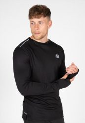 Koszulka fitness męska Gorilla Wear USA Washington z długim rękawem. Czarne koszulki sportowe męskie GORILLA WEAR, m, bez wzorów, z poliesteru, bez kołnierzyka, bez ramiączek, na fitness i siłownię. Za 196.10 zł.