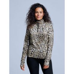 Bluza narciarska - Damska - Arty - Wzór w panterkę. Brązowe bluzy damskie POEDERBAAS, m, bez wzorów, z elastanu, bez kaptura, narciarskie. Za 264.52 zł.