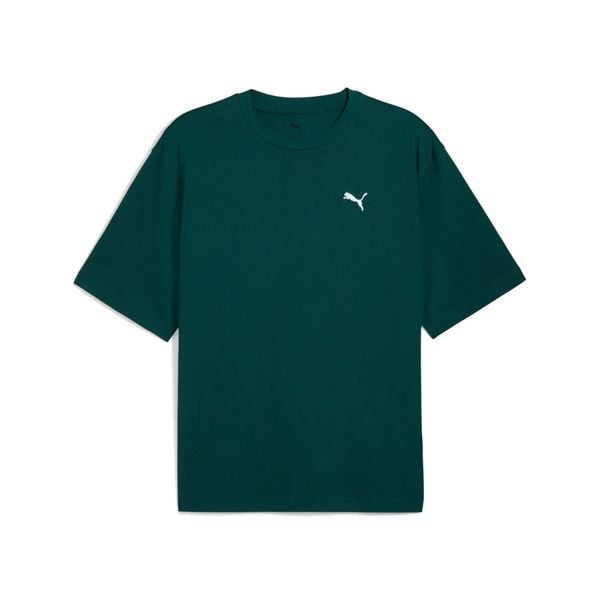 T-shirt boxy Puma Wardrobe ESS. Zielone t-shirty męskie Puma, m, bez wzorów, z bawełny, eleganckie, bez kołnierzyka. Za 121.88 zł.