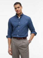 Tommy Hilfiger koszula codzienna Mężczyźni Bawełna (100%) niebieski, L. Niebieskie koszule męskie Tommy Hilfiger, l, bez wzorów, z bawełny, eleganckie, bez kołnierzyka, bez ramiączek. Za 329.95 zł.