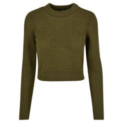 Sweter Damski Gofrowany Krótki. Zielone swetry damskie Urban Classics, xl, bez wzorów, bez kołnierzyka, bez ramiączek, krótkie, bez kaptura. Za 137.99 zł.