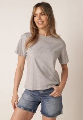 Szary Bawełniany T-shirt Ozdobiony Cyrkoniami Monomene. Szare koszule damskie Born2be, m, z aplikacjami, z bawełny, casualowe, bez kołnierzyka, bez ramiączek. Za 59.99 zł.