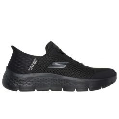 Buty Skechers Go Walk Flex Grand Entry W 124836BBK czarne. Czarne obuwie sportowe damskie bez wzorów, ze skóry, trekkingowe. Za 458.79 zł.