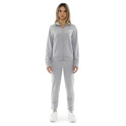 Bluza z bawełna z zamek błyskawiczny na co dzień. Szare bluzy damskie LEONE 1947 APPAREL, bez wzorów, z bawełny, bez kaptura. W wyprzedaży za 246.29 zł.