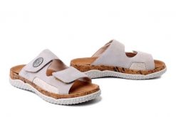 RIEKER V0302-60 beige, klapki damskie. Brązowe klapki damskie Rieker, bez wzorów, bez obcasa. Za 279.92 zł.