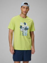 4F T-shirt oversize z nadrukiem męski - zielony 3XL. Zielone koszulki sportowe męskie 4f, m, bez wzorów, z bawełny, bez kołnierzyka, bez ramiączek. Za 69.99 zł.