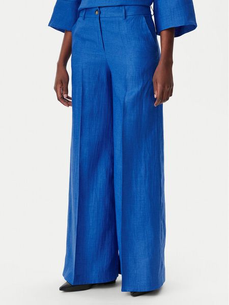 KAOS Spodnie materiałowe RP1MR062 3001 Niebieski Regular Fit. Niebieskie spodnie materiałowe damskie KAOS, bez wzorów, ze lnu. Za 509.99 zł.