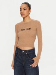 Miss Sixty Sweter 6L3RJ7291000 Brązowy Slim Fit. Brązowe swetry damskie Miss Sixty, l, bez wzorów, z wełny, bez kołnierzyka, bez ramiączek, bez kaptura. Za 379.99 zł.