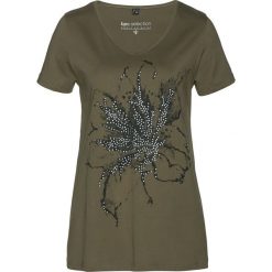 Shirt, krótki rękaw bonprix ciemnooliwkowo-czarny. Bluzki damskie bonprix. Za 24.99 zł.